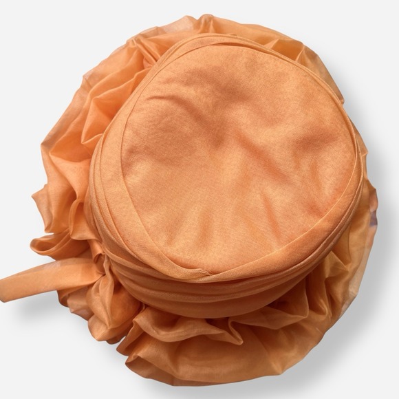Vintage Evelyn Varon Hat Bucket Union Made USA Lampshade‎ Orange Ruffle Bow main image 3
